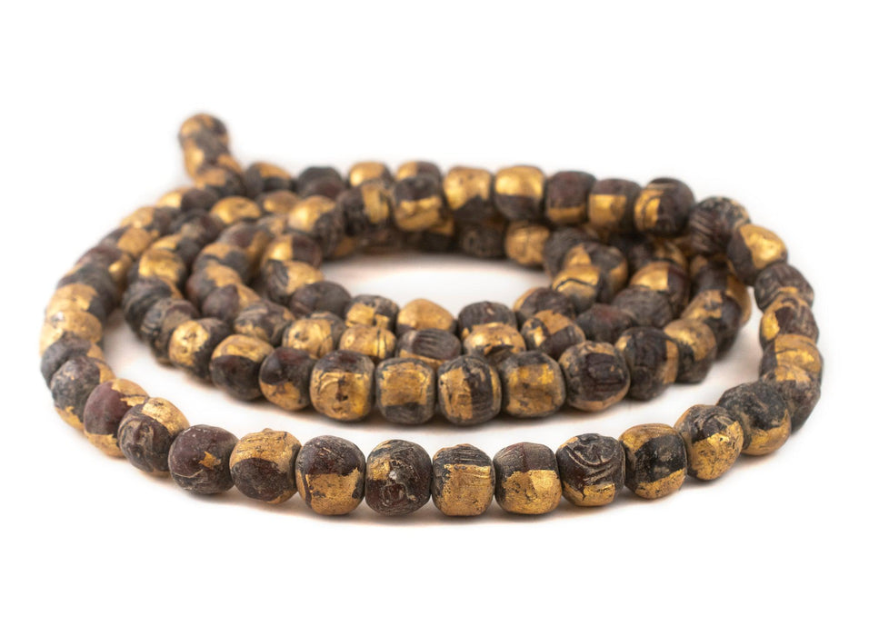 Jumbo Clay Buddha Mala Beads with Gold Leaf (28mm) - The Bead Chest