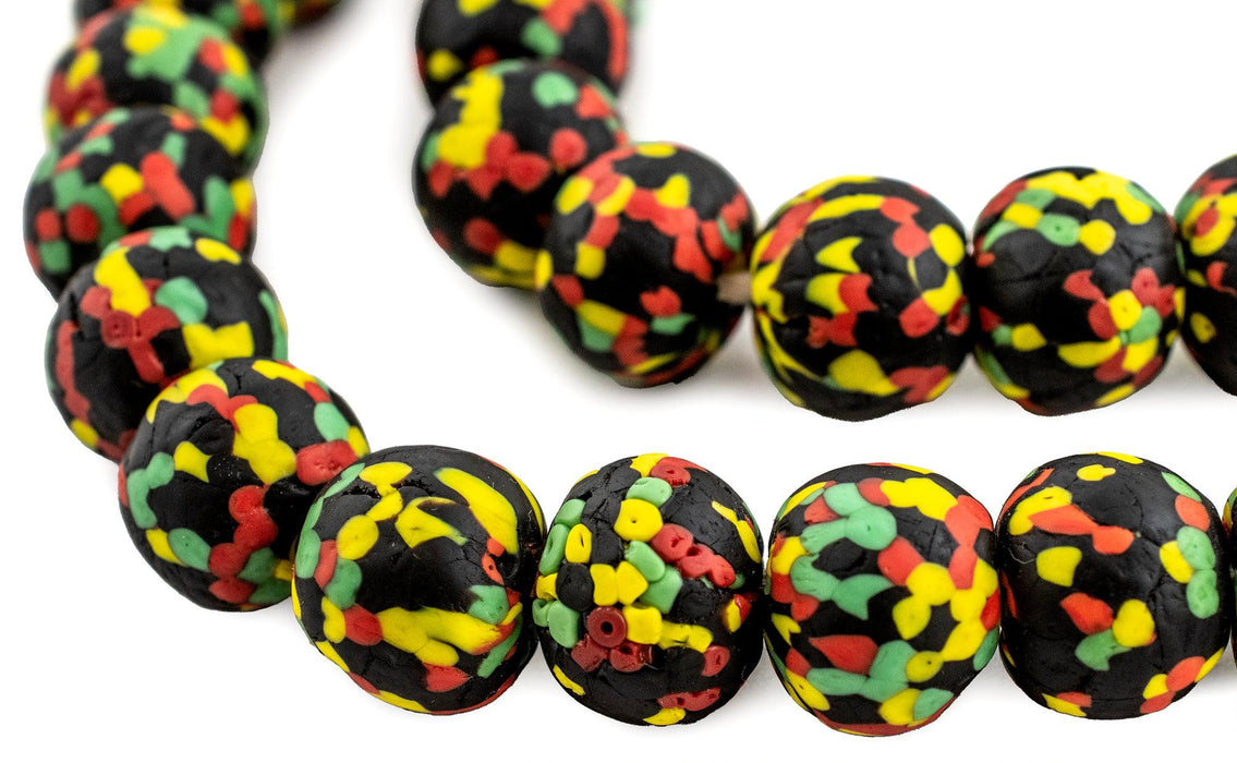 Rasta Fused Recycled Glass Beads (18mm) - The Bead Chest