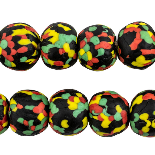 Rasta Fused Recycled Glass Beads (18mm) - The Bead Chest