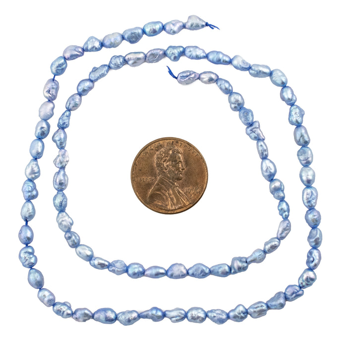 Silver Blue Vintage Japanese Rice Pearl Beads (4mm) - The Bead Chest