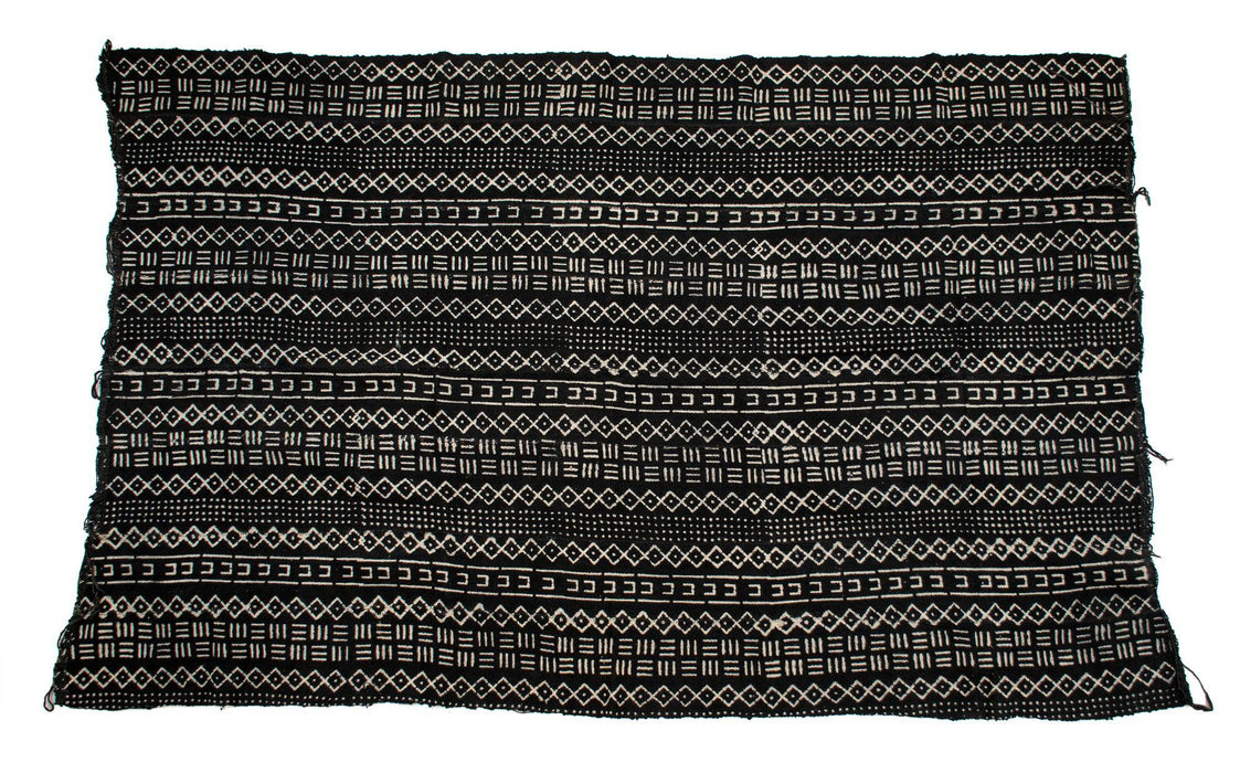 Ebony Black Bogolan Mali Mud Cloth (Fegui Design) - The Bead Chest