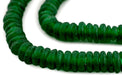 Emerald Green Rondelle Recycled Glass Beads - The Bead Chest