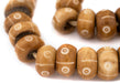 Light Brown Criss Cross Eye Carved Bone Beads (Large) - The Bead Chest