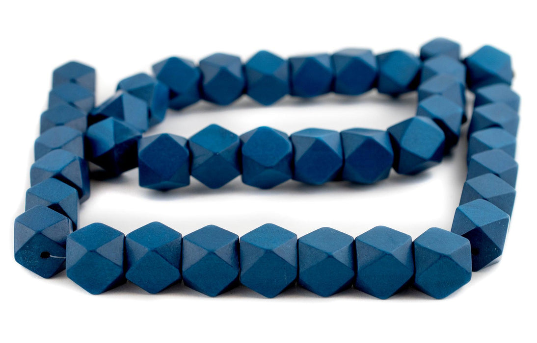 Azul Blue Diamond Cut Natural wood Beads (20mm) - The Bead Chest