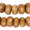 Light Brown Criss Cross Eye Carved Bone Beads (Large)