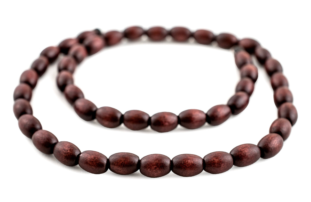 Dark Brown Oval Natural Wood Beads (9x6mm) - The Bead Chest