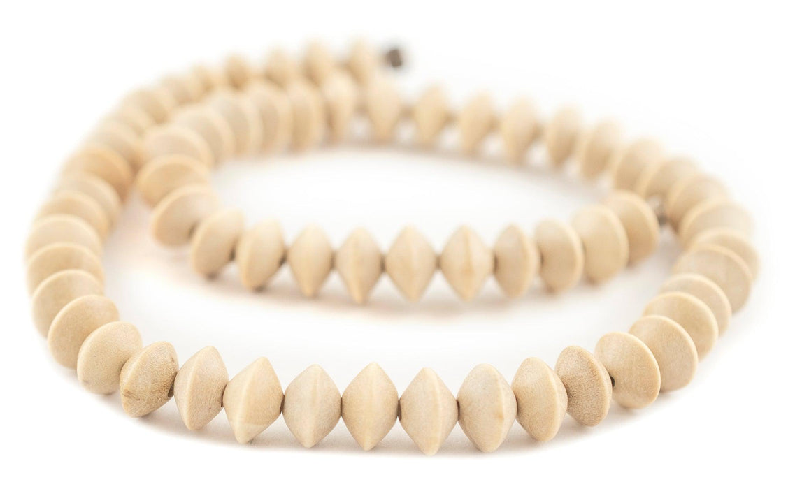 Cream Saucer Natural Wood Beads (6x10mm) - The Bead Chest