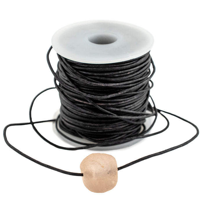 1.0mm Black Distressed Round Leather Cord (75ft) - The Bead Chest