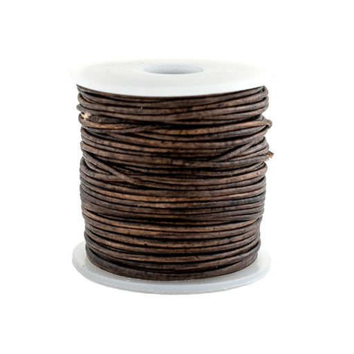 1.0mm Grey Distressed Round Leather Cord (75ft) - The Bead Chest