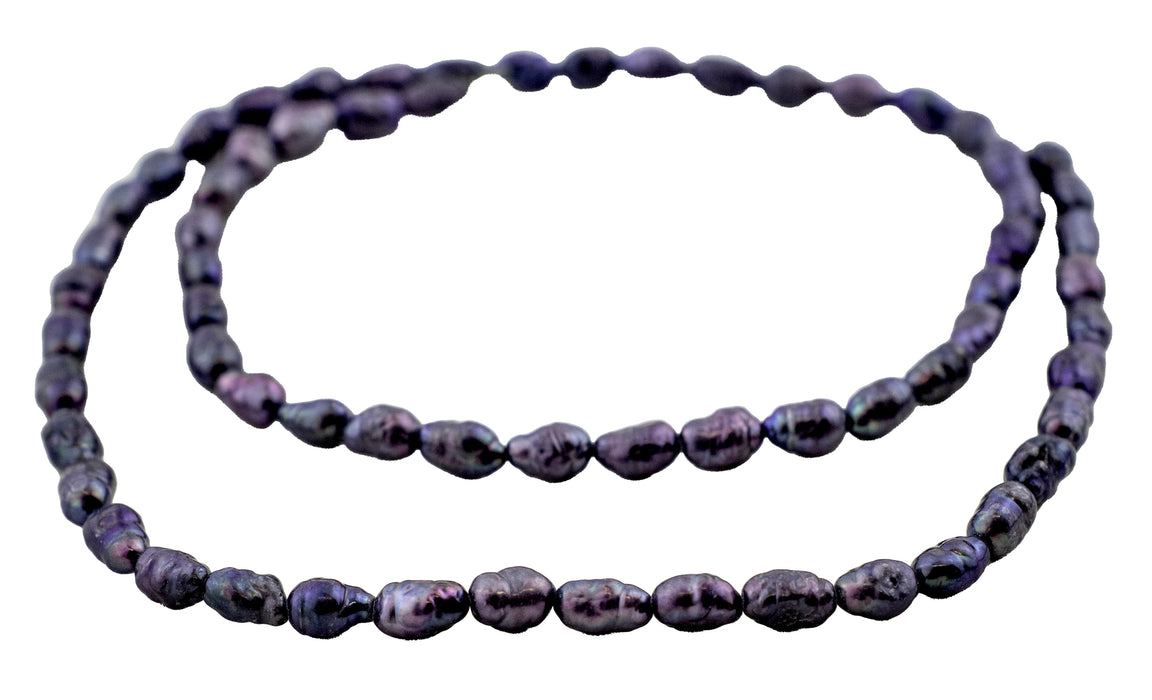 Navy Blue Vintage Japanese Rice Pearl Beads (4mm) - The Bead Chest