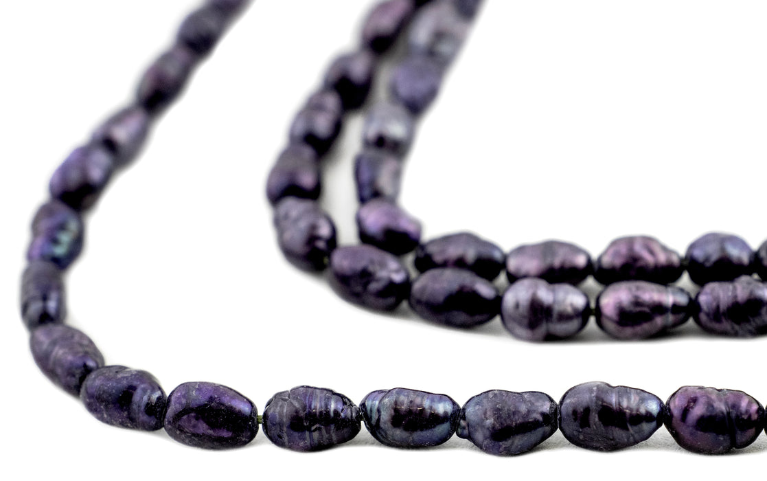 Navy Blue Vintage Japanese Rice Pearl Beads (4mm) - The Bead Chest