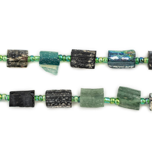 Flat Roman Glass Tube Beads (Dark Medley)