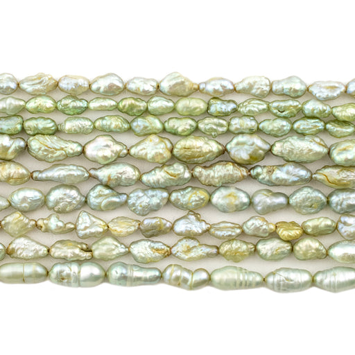 Camo Green Vintage Japanese Rice Pearl Beads (6mm) - The Bead Chest