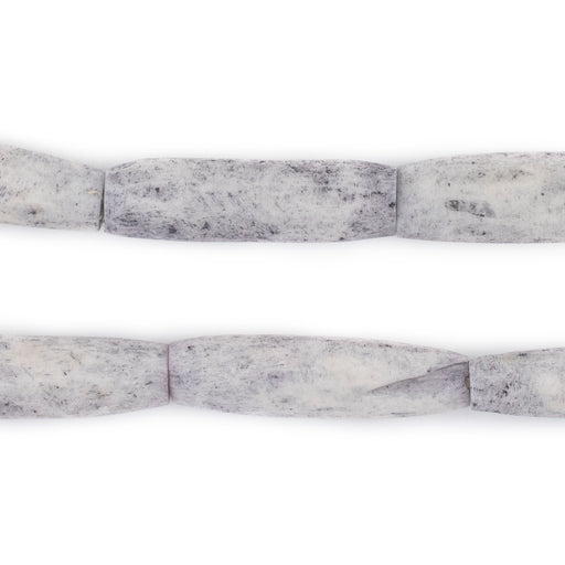 Washed Grey Bone Beads (Elongated) - The Bead Chest