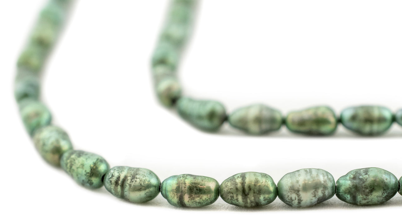 Dark Green Vintage Japanese Rice Pearl Beads (4mm) - The Bead Chest