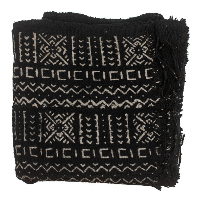 Ebony Black Bogolan Mali Mud Cloth (Kayes Design) - The Bead Chest
