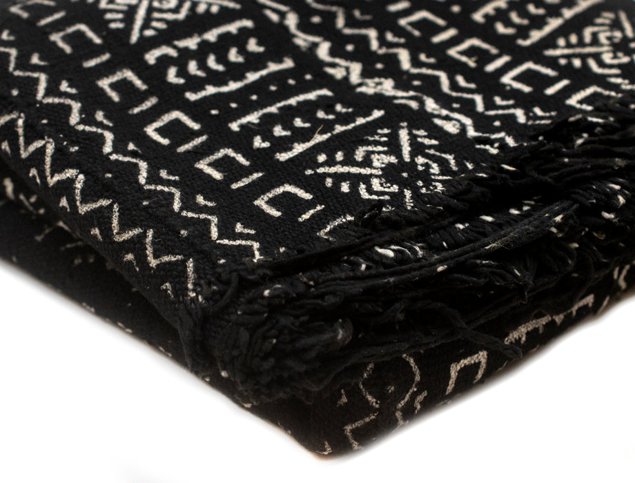 Ebony Black Bogolan Mali Mud Cloth (Kayes Design) - The Bead Chest
