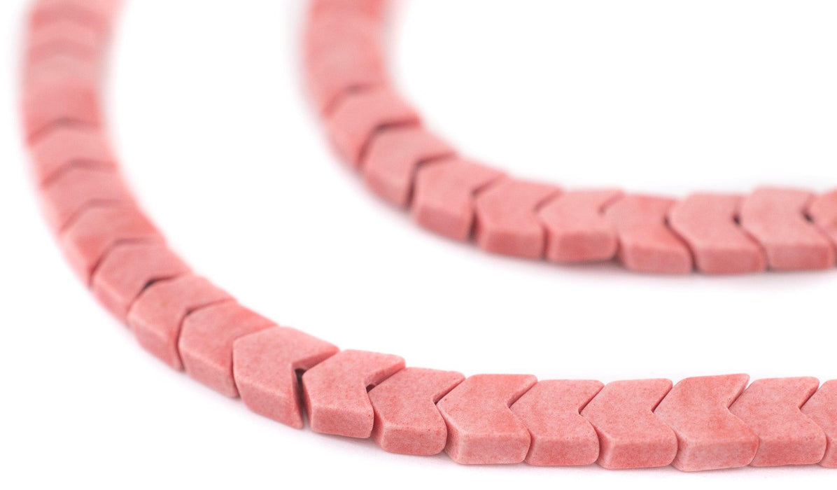 Blush Red Flat Interlocking Snake Agate Beads (6mm) - The Bead Chest