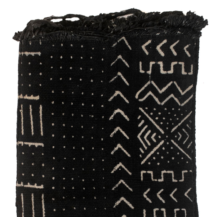 Ebony Black Bogolan Mali Mud Cloth (Niono Design) - The Bead Chest