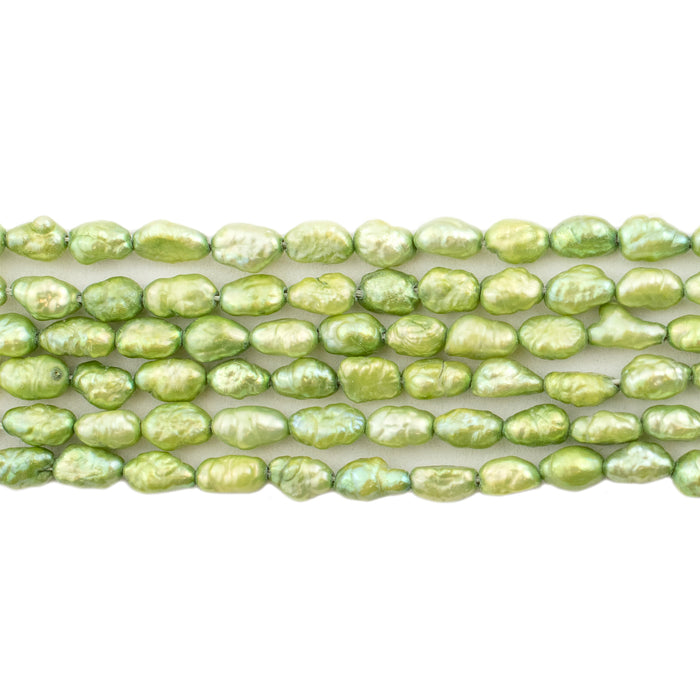 Lime Green Vintage Japanese Rice Pearl Beads (3mm) - The Bead Chest