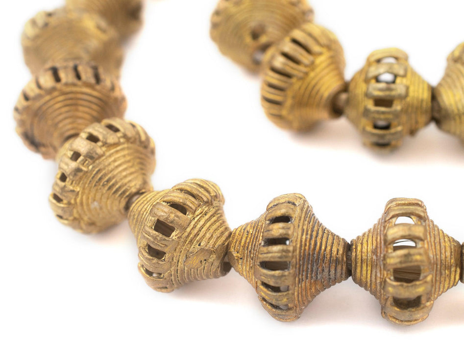 Saucer-Shaped Ghana Brass Filigree Beads (20mm) - The Bead Chest