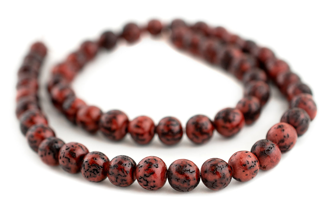 Clay Red Natural Round Seed Beads (8mm) - The Bead Chest