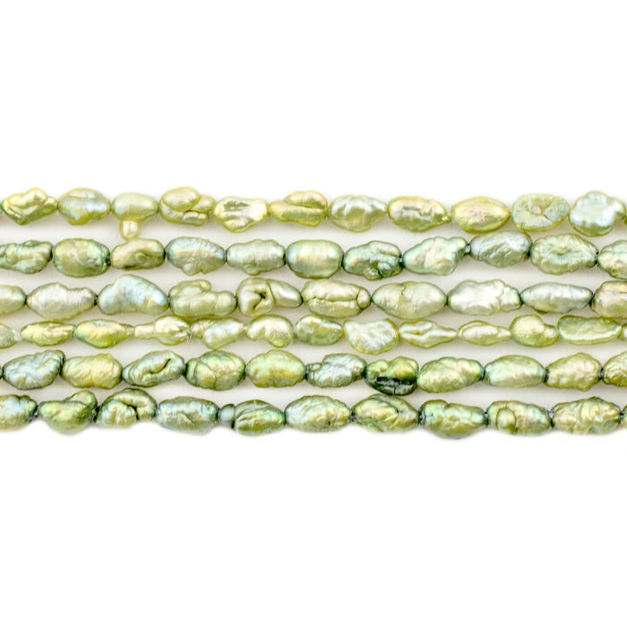 Camo Green Vintage Japanese Rice Pearl Beads (3mm) - The Bead Chest
