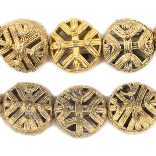 Circular Cross Ghana Brass Filigree Beads (20mm) - The Bead Chest