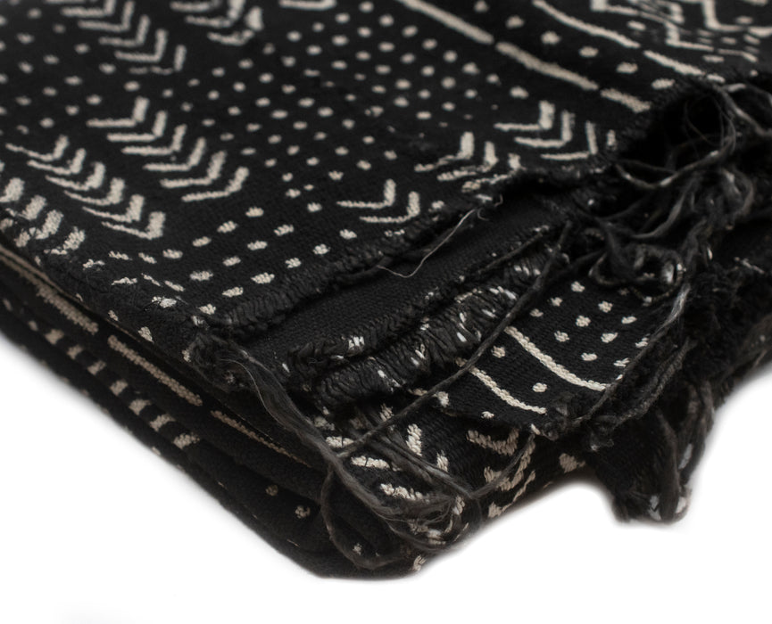 Ebony Black Bogolan Mali Mud Cloth (Mande Design) - The Bead Chest