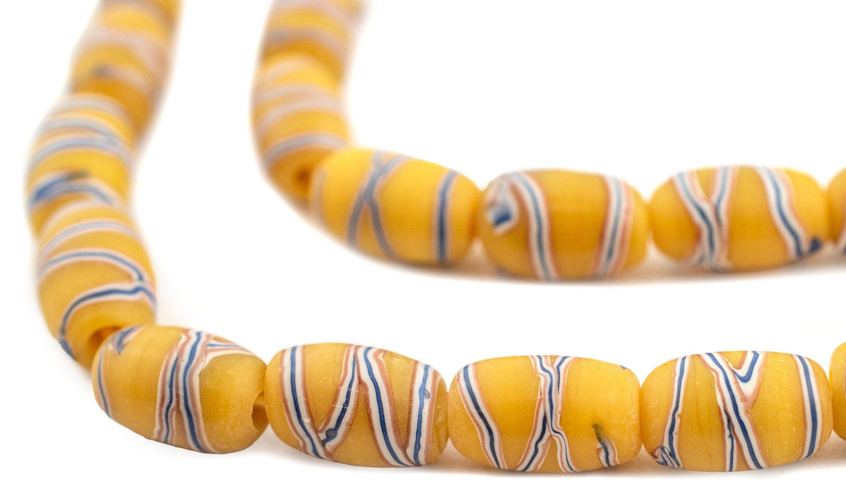 Yellow Spiral Java French Cross Beads — The Bead Chest