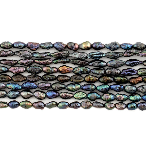 Iridescent Navy Vintage Japanese Rice Pearl Beads (3mm) - The Bead Chest