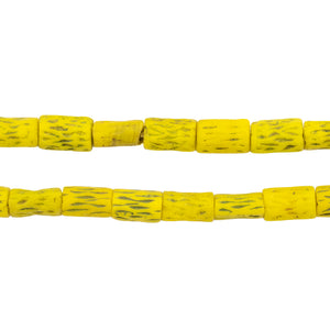 Yellow Vintage Bamboo-Shaped Kakamba Prosser Beads