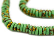Dinosaur Green Fused Rondelle Recycled Glass Beads (11mm) - The Bead Chest