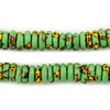 Dinosaur Green Fused Rondelle Recycled Glass Beads (11mm)