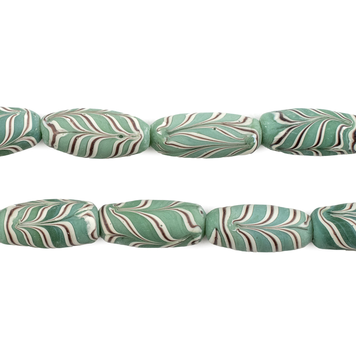 Pistachio Green Java Glass Feather Beads (8mm) — The Bead Chest