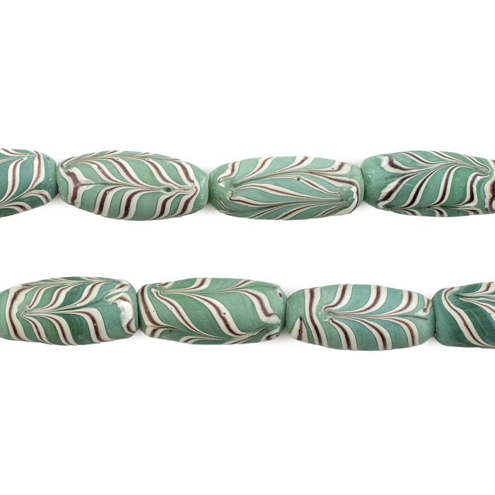 Pistachio Green Java Glass Feather Beads (8mm) - The Bead Chest