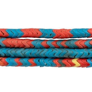 Vintage Coral & Turquoise Mixed Glass Snake Beads (6mm)