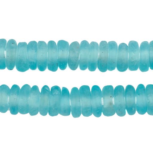 Clear Marine Rondelle Recycled Glass Beads - The Bead Chest