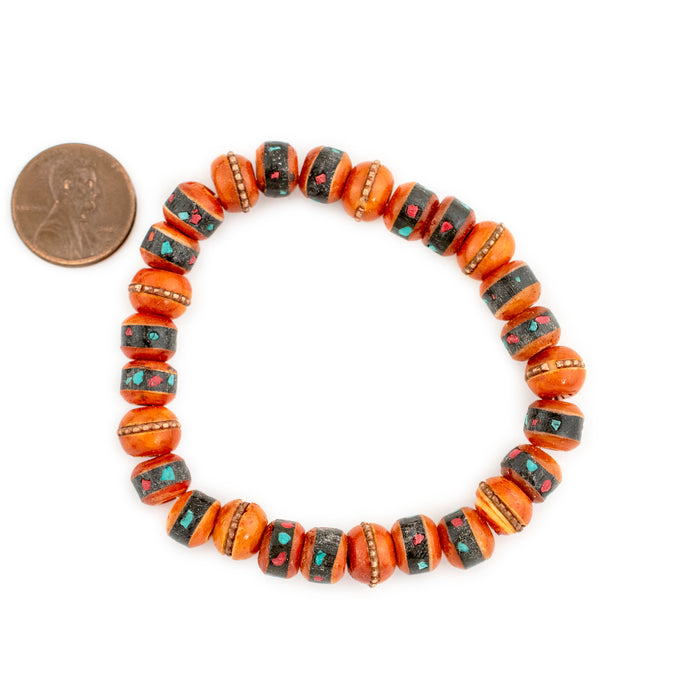 Squash Orange Nepal Mala Bracelet - The Bead Chest