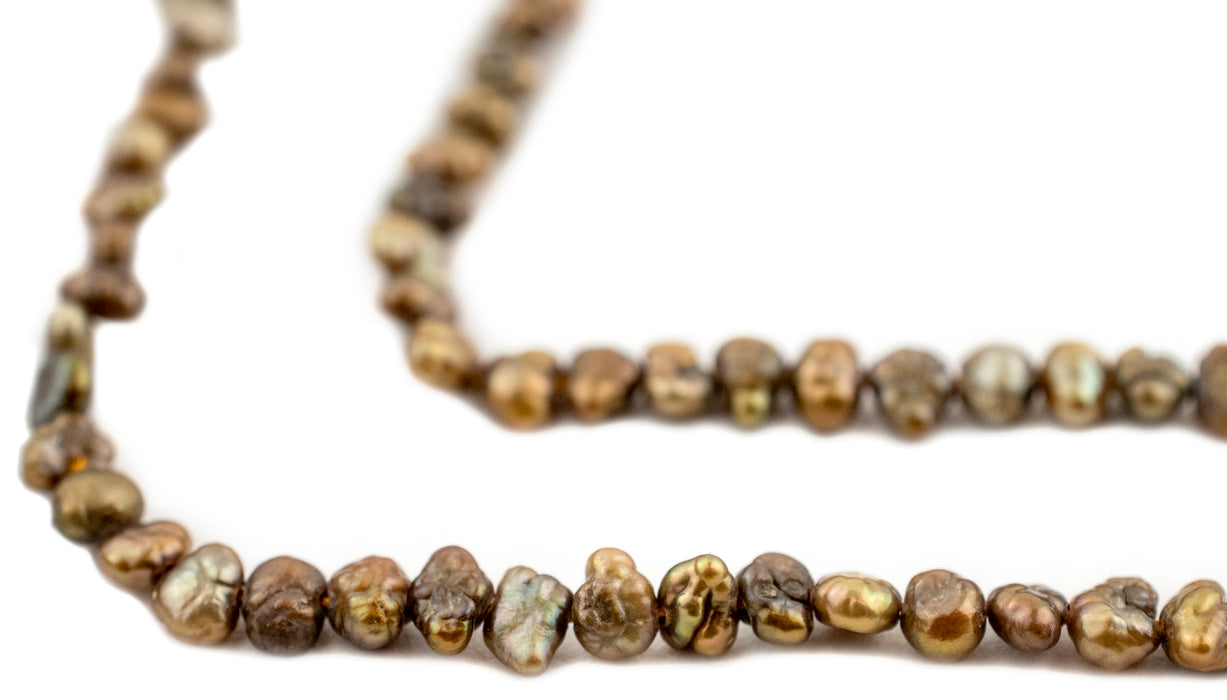 Golden Brown Nugget Vintage Japanese Pearl Beads (4mm) - The Bead Chest