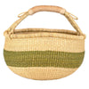 Ghanaian Bolga Basket, Striped Olive Green, Large Size