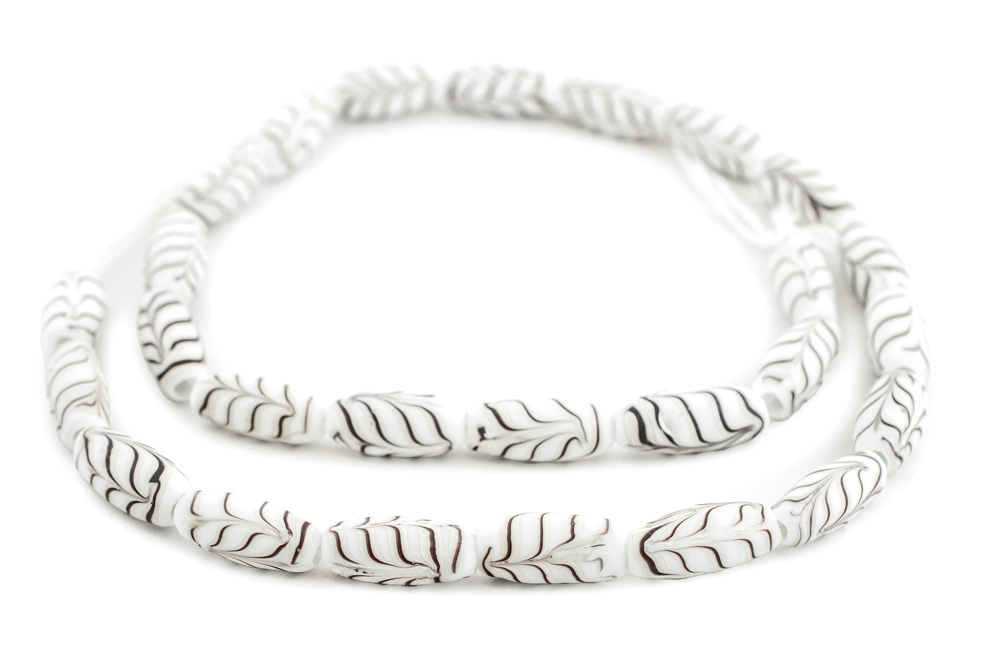 White Java Glass Feather Beads (8mm) — The Bead Chest