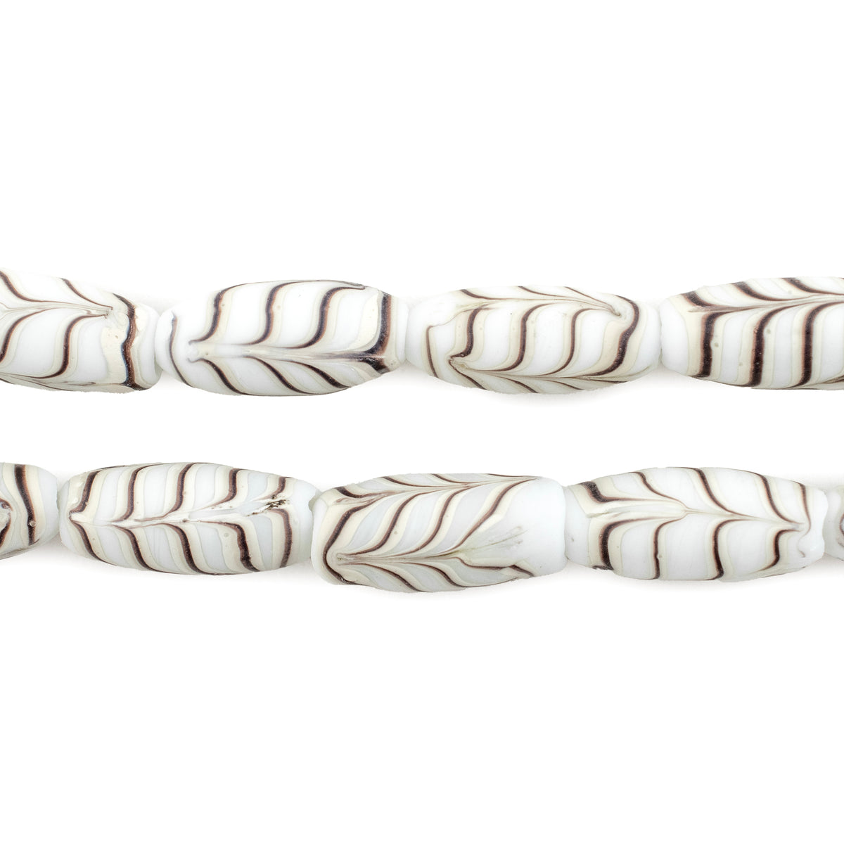 White Java Glass Feather Beads (8mm) — The Bead Chest