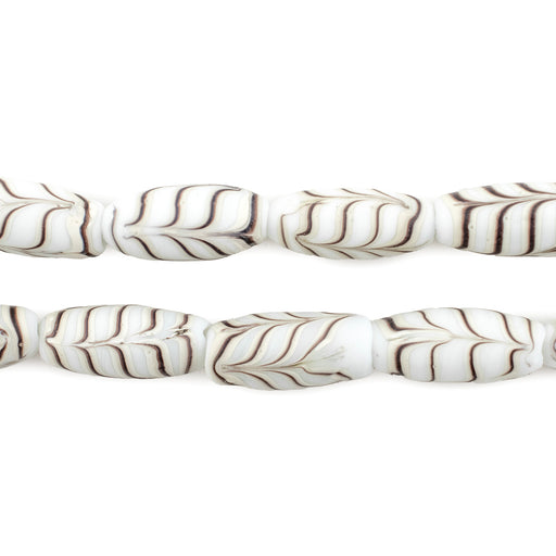 White Java Glass Feather Beads (8mm) - The Bead Chest