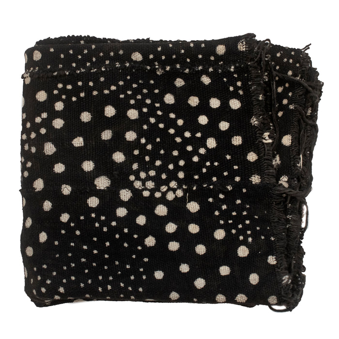 Ebony Black Bogolan Mali Mud Cloth (Dotted Design) - The Bead Chest