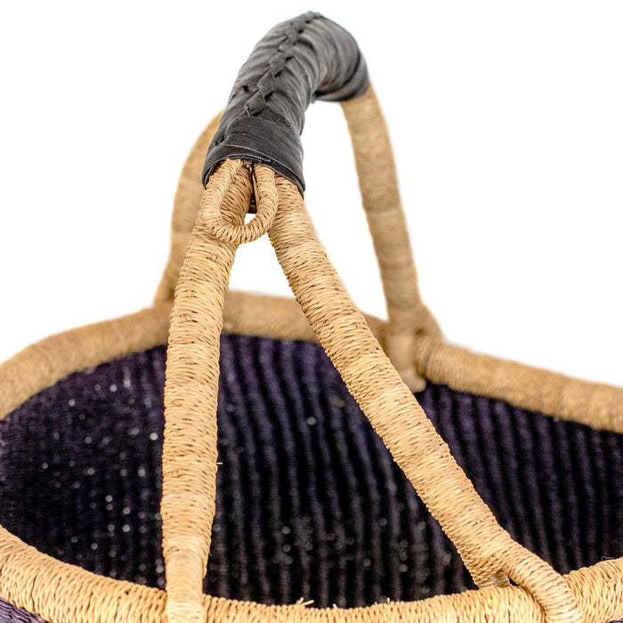 Ghanaian Bolga Basket, Dark Purple, Large Size - The Bead Chest