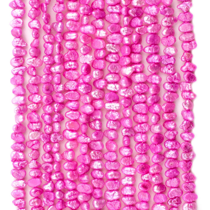 Hot Pink Nugget Vintage Japanese Pearl Beads (7mm) - The Bead Chest