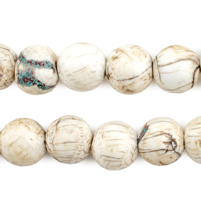 Inlaid Round Naga Conch Shell Beads (14mm) - The Bead Chest