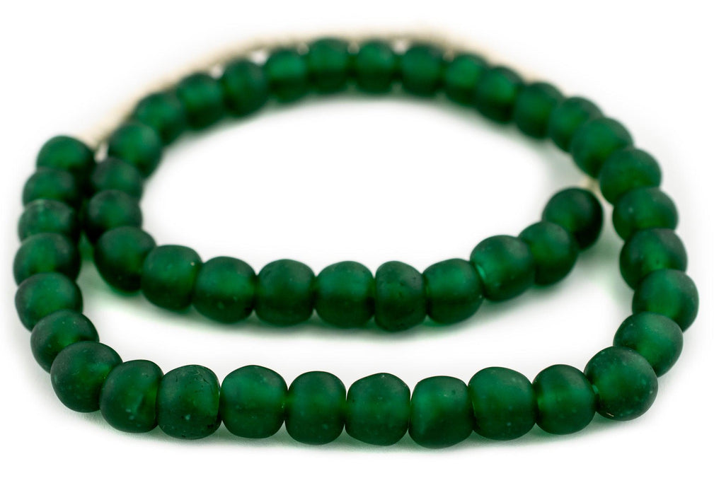 Emerald Green Recycled Glass Beads (14mm) - The Bead Chest