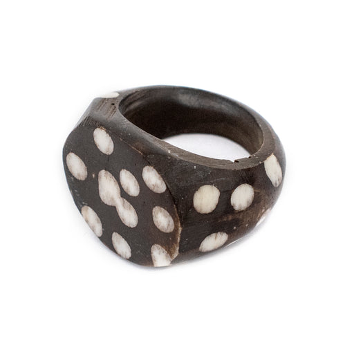 Polka Dot Batik Bone Ring - The Bead Chest